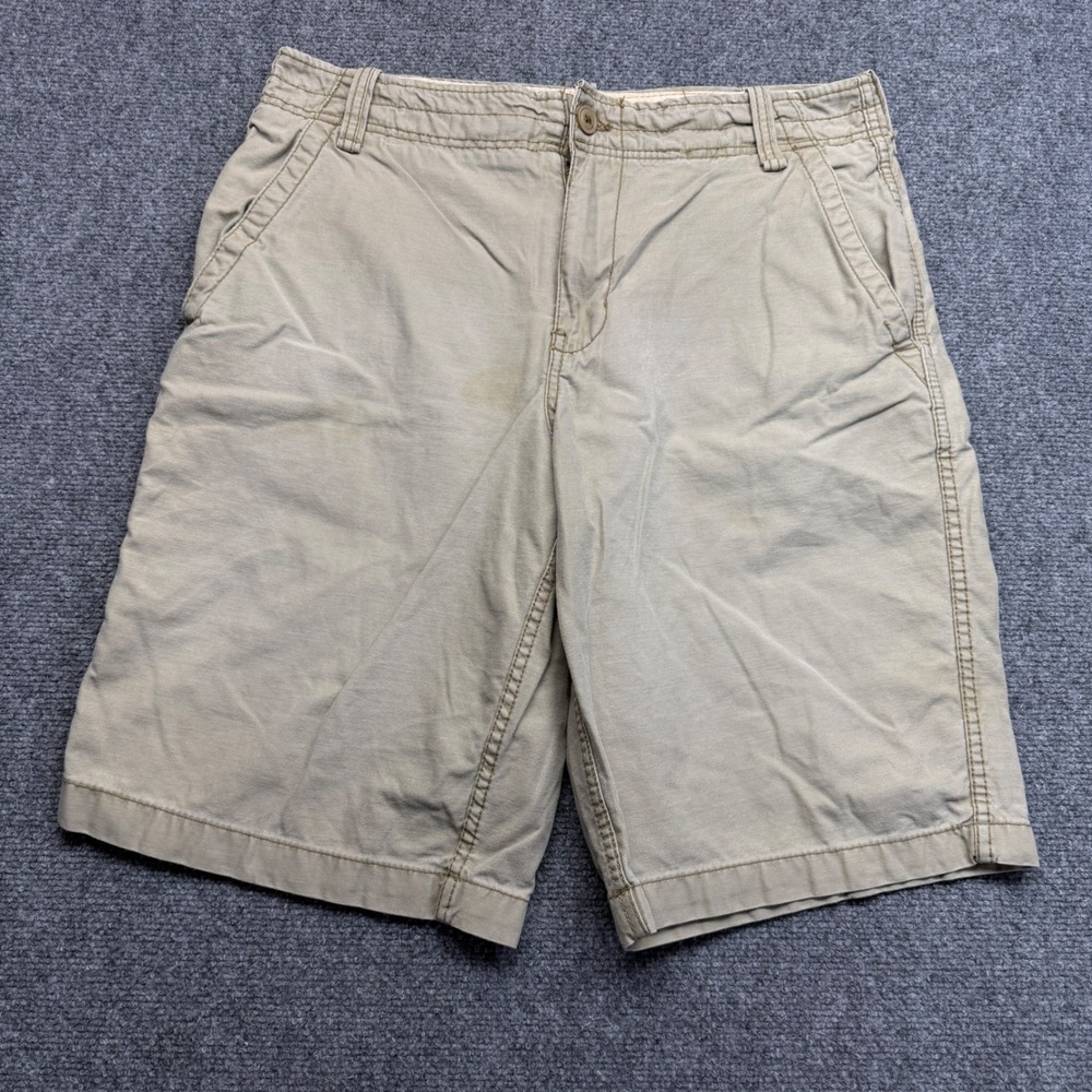 Aeropostale Mens Khaki Chino Shorts Size 31 Tan Cotton Casual Summer Y2K